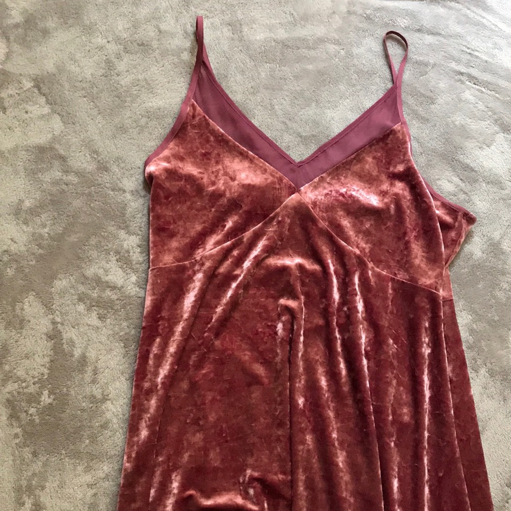 Pink Crushed Velvet Spaghetti Strap Dress